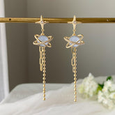 Moon Star Asymmetry Earring Dangle, Celestial Planet Earring, Universe Earring, Solar System Earring,  Saturn Earring, Novelty Gift for her